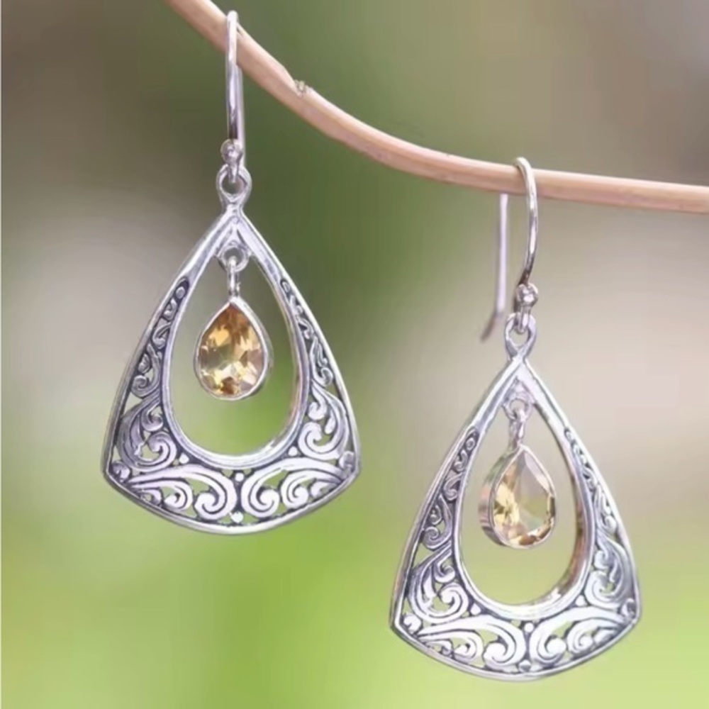 New Citrine Dangle Earrings